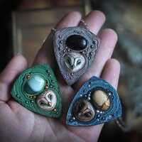 Barn owl necklace Barn owl Owl jewelry Animal pendant Owl totem Spirit owl Gray pendant Magi...