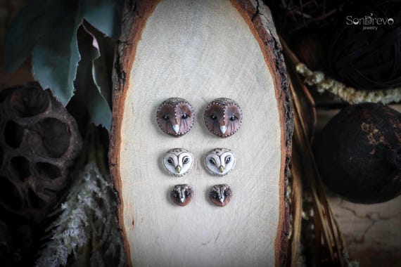 Barn owl cabochons Handcrafted owl cabochon Jewelry components Whimsical owl cabs Beadwork cabochons Craft supplies Unique cabs Owl jewelry