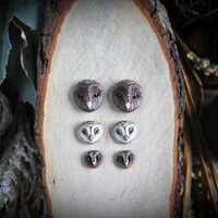 Barn owl cabochons Handcrafted owl cabochon Jewelry components Whimsical owl cabs Beadwork c...