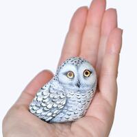 Owl, snowy owl, Animal art, Decorative stone - Painting on Stone - Rock Painting