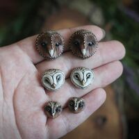 Barn owl cabochons Handcrafted owl cabochon Jewelry components Whimsical owl cabs Beadwork c...
