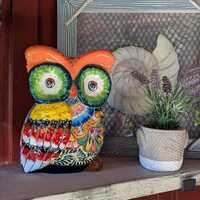 Ceramic Owl Planter, Talavera Pottery is Colorful Indoor Flower Pot or Outdoor Owl Decor, Me...