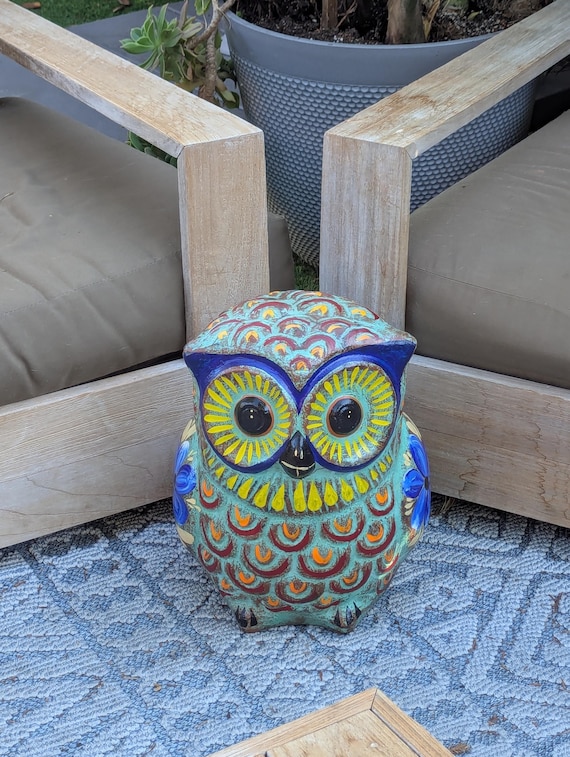 Owl Planter, Terra Cotta Pottery is Colorful Indoor Flower Pot or Outdoor Owl Decor, Mexican Planter & Plant Pot for Home Decor or Owl Gift