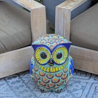 Owl Planter, Terra Cotta Pottery is Colorful Indoor Flower Pot or Outdoor Owl Decor, Mexican...