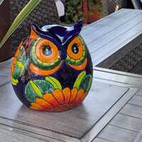 Sunflower Owl Mexican Flower Pot | Ceramic Talavera Pottery Works Indoor or Outdoor as Home ...