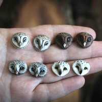 Small owls cabochons set Barn owl cabochon Owl head Bird face cabs Beaded embroidery cabocho...
