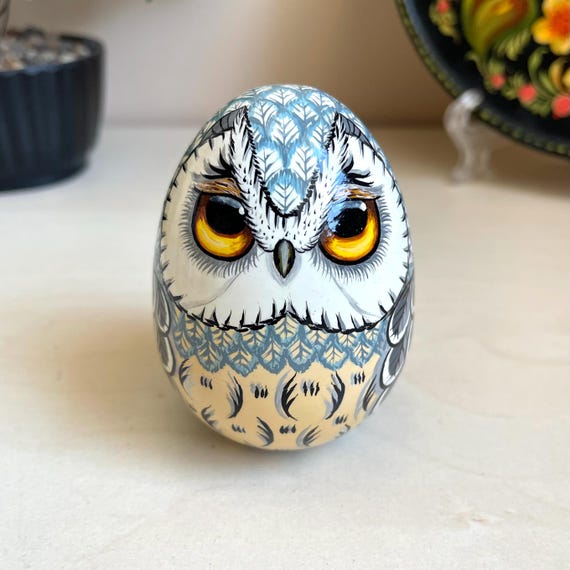 Jewelry Storage Wooden Handmade Owls Design egg, Box for Little Gift