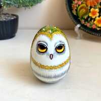 Owl Handmade Wooden Egg, Jewelry Art Box, Bird Room Decor, Xmas Gift, Easter Basket