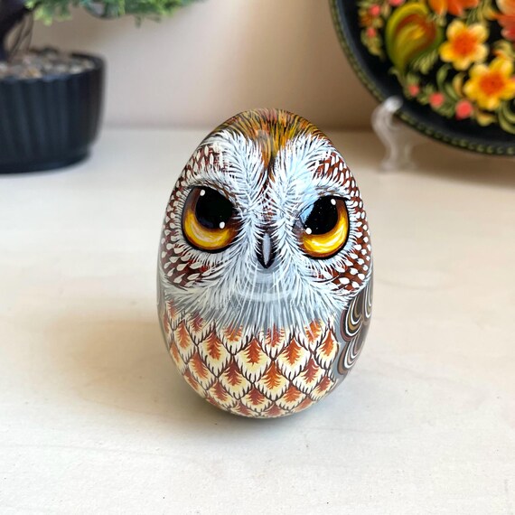 Christmas Wooden Egg Box for Surprise Gift with Owls Design, Owl Home Decor