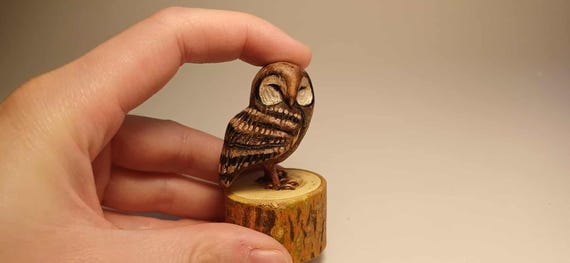 Detailed Brown Owl, Cute Owl Figurine, Gift for Owl Collectors, Unique Owl Art, Owl Miniature Home Decor, Owl Gift for Birthday, Wooden Owls