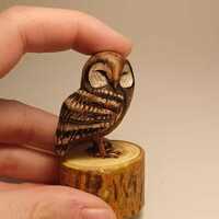 Detailed Brown Owl, Cute Owl Figurine, Gift for Owl Collectors, Unique Owl Art, Owl Miniatur...