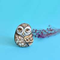 Painted Stone - Painting on Stone - Rock Painting - Decorative Stone,   Owl