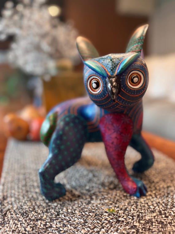 Alebrije Owl Figurine - Fusion | Hand-Carved & Hand Painted Mexican Folk Art from Oaxaca