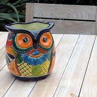 Talavera Owl Planter | Handmade Ceramic Mexican Pottery Garden Decor