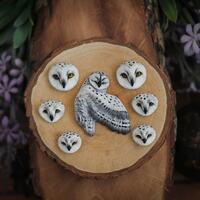Snowy owl cabochon Snowy owl Polar owl Jewelry component Metalsmith cabochon Beadwork caboch...