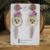 White Owl Earrings, Witchy Jewelry, Mystical Owl, Pagan Earrings, Forest Witch Gift