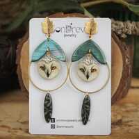 Owl Hoop Earrings, Botanical Woodland Jewelry, Elegant Nature Inspired Statement Earrings