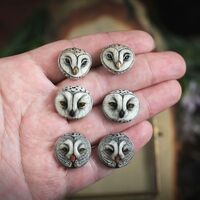 Different owl cabochon Owl head Barn owl Gray owl Snowy owl Unique cabochons Cabochons set C...