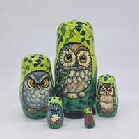 5" Owls Nesting dolls 5 in 1 Matryoshka Handmade and painted in Ukraine