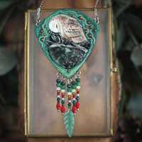 Barn owl necklace Barn owl Owl jewelry Animal pendant Owl totem Spirit owl Forest pendant Ma...