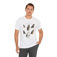 Owls of Newfoundland - Unisex Jersey Short Sleeve Tee - Featuring 6 Owl Oil Paintings