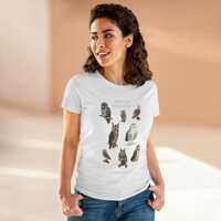 Owls of New York - Women's Midweight Cotton Tee - Featuring 8 Owl Oil Paintings