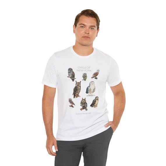 Owls of New York - Unisex Jersey Short Sleeve Tee - Featuring 8 Owl Oil Paintings