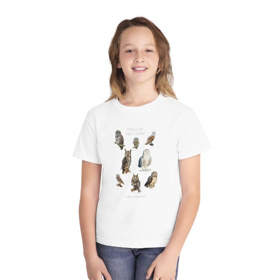 Owls of New York - Youth Midweight Tee - Featuring 8 Owl Oil Paintings