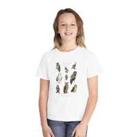 Owls of Vermont - Youth Midweight Tee - Featuring 9 Owl Oil Paintings