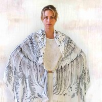 White Angel scarf ~ Owl Wings Shawl, Boho Wedding Gifts, Festival Outfit, Feather Shawl, Bla...