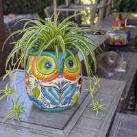 Talavera Owl Planter | Handmade Mexican Ceramic Flower Pot | Housewarming Gift