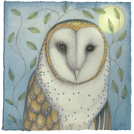 Fine art print of an original painting: 'Portrait of an Owl'