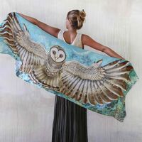 New Moon ~ Owl Scarf, Indian Festival Pashmina, Fall Style, Burning Man Clothing Women, Wing...