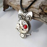 Owl jewelry Steampunk necklace Bird Fantasy Heart necklace Totem Steam punk Amazing Love pre...