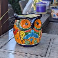Talavera Owl Planter | 9.75" Tall Handmade Mexican Ceramic Flower Pot