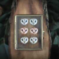 Barn Owl Cabochons Set - Handmade Bird Cabochon Jewelry Supplies