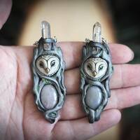 Owl Crystal Necklace - Woodland Fantasy Jewelry, Witchy Forest Pendant