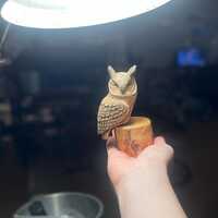 Great horned owl Sculpture, Wooden hand-carved owl figurine, Naturalistic Carving, Collectib...