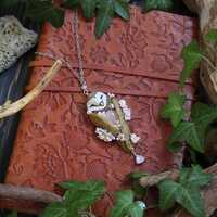 Sleeping Barn Owl Necklace with Rose Quartz, Polymer Clay Owl Pendant, Cottagecore Woodland ...