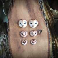 Handcrafted Polymer Clay Barn Owl Cabochons - Whimsical Jewelry Components (3 Sizes)