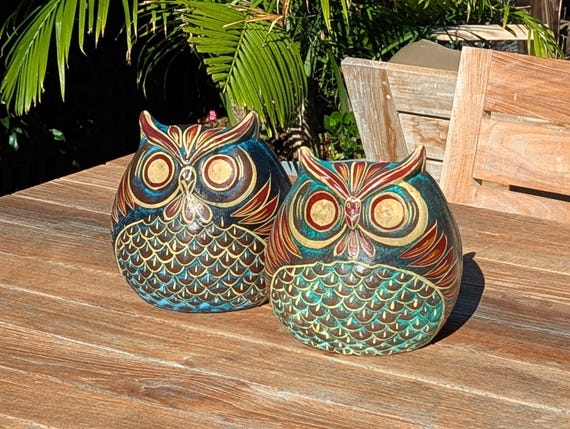 Handmade Clay Owl Planter | Mexican Pottery Flower Pot | Animal Garden Gift