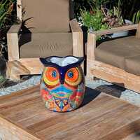 14" Tall Talavera Owl Planter | Ceramic Flower Pot | Mexican Pottery Housewarming Gift