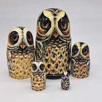 4" Owl Family Matryoshka Hand Painted Nesting Dolls Ukrainian Christmas Gift