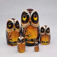 4" Owl Matryoshka Hand Painted Nesting Dolls Ukrainian Christmas Gift