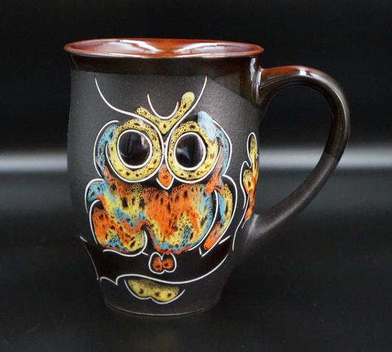 Hand made Ceramic Owl stoneware coffee mug