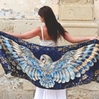 Barn Owl Wing Scarf / Shawl - Silk or cotton