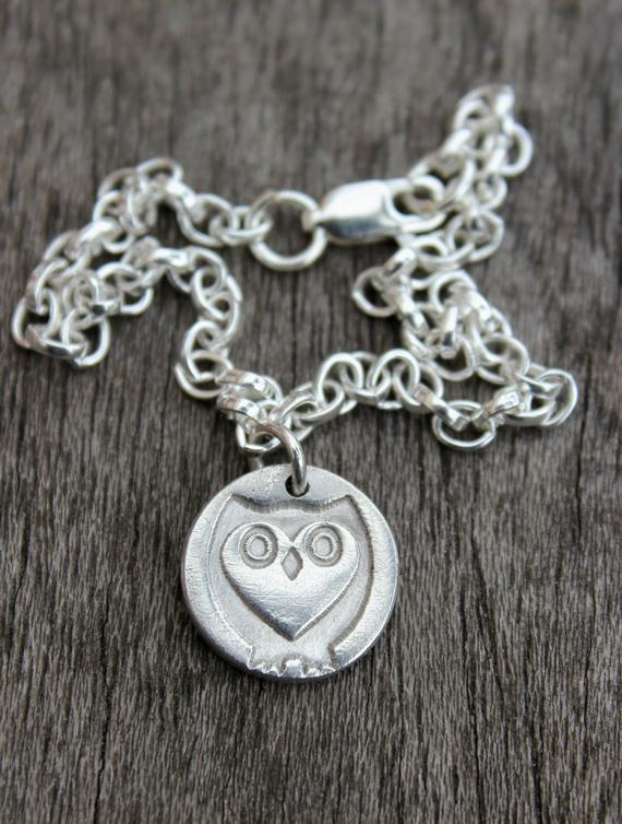 Owl heart charm bracelet