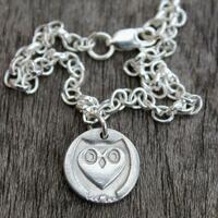 Owl heart charm bracelet