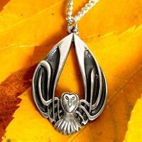 Silver Owl Necklace, Celtic Owl Pendant