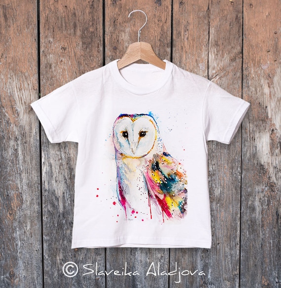 Barn Owl watercolor kids T-shirt